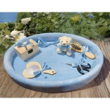 Tavita Mot/Turta, Ovala din Catifea cu 7 Piese - Albastru Deschis - TPT533