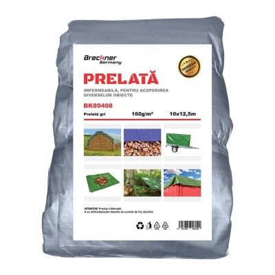Prelata cu ochiuri de prindere 160g m2 gri 10x12,5m foto