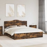 vidaXL Cadru de pat Stejar fumuriu 200 x 200 cm Lemn Ingineresc 3413384