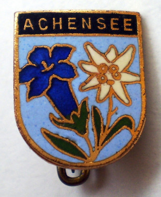 I.243 INSIGNA AUSTRIA TURISM DRUMETIE ACHENSEE FLOARE DE COLT BRANDUSA email foto