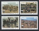 Namibia 1991 Mi 702/05 MNH - WWF: zebra de munte, Nestampilat