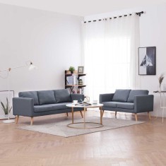 Set canapele cu 2 locuri și 3 locuri, textil, gri &icirc;nchis