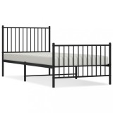 Cumpara ieftin Cadru pat metalic cu tablii de cap/picioare, negru, 90x200 cm