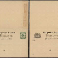 Germany Bavaria 1892 Postal History Rare Postal stationery + Reply UNUSED DB.141