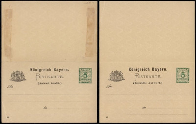 Germany Bavaria 1892 Postal History Rare Postal stationery + Reply UNUSED DB.141 foto