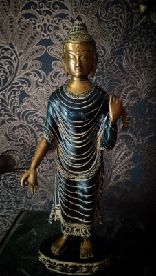 Spectaculoasa statueta , sculptura din bronz masiv Buddha foto