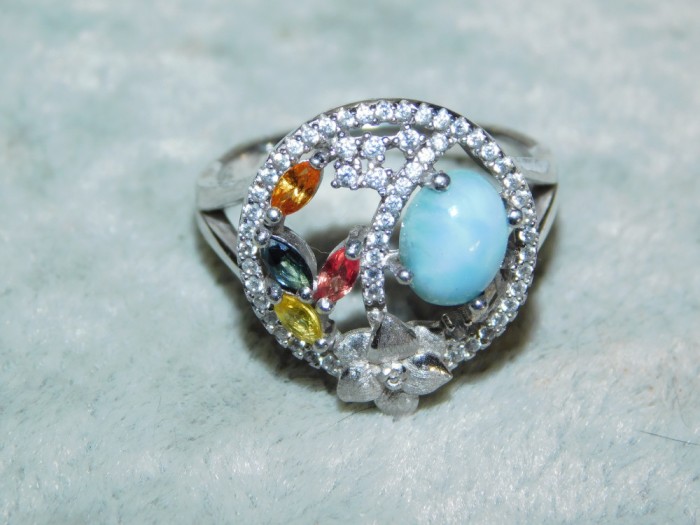 Inel nou, argint , piatra originala larimar