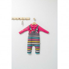 Set salopeta cu bluzita pentru bebelusi Colorful autum, Tongs baby (Culoare: Albastru, Marime: 3-6 Luni)