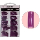 Cumpara ieftin Mov perlat, 100buc - unghii false colorate, nr.1 - 10, AMAZING SHINE