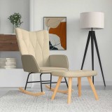 VidaXL Scaun balansoar cu taburet, crem, textil