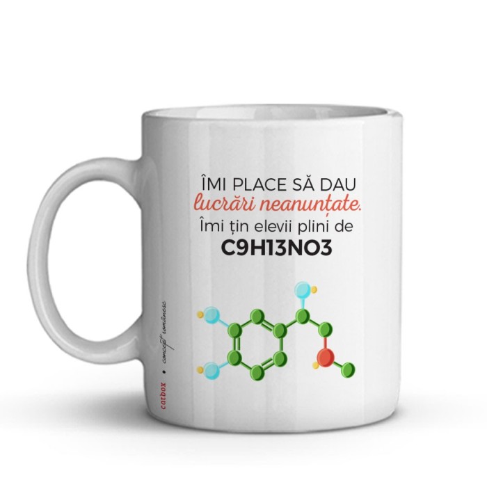 Cana alba personalizata profesoara de chimie, INOVATIX&reg;. 330ml