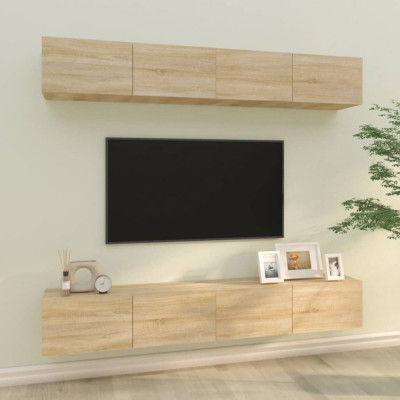 Dulapuri TV de perete, 4 buc, stejar sonoma, 100x30x30 cm GartenMobel Dekor foto