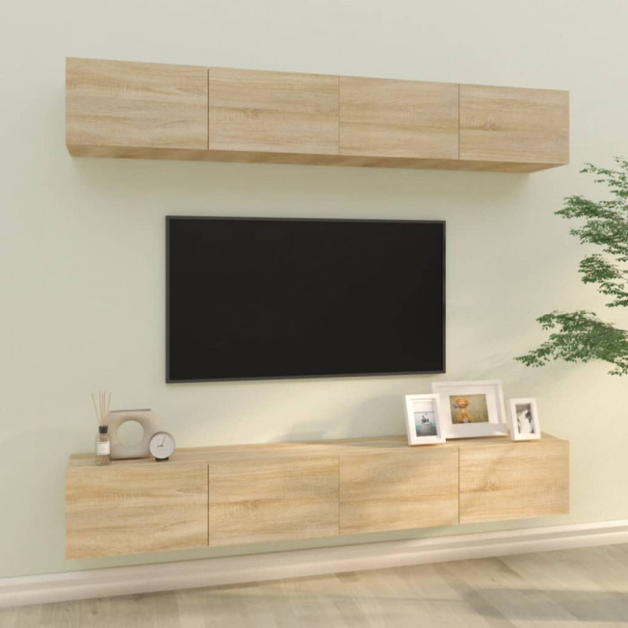 Dulapuri TV de perete, 4 buc, stejar sonoma, 100x30x30 cm GartenMobel Dekor