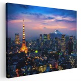 Tablou peisaj urban nocturn cu turnul Tokyo Japonia Tablou canvas pe panza CU RAMA 60x80 cm