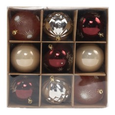 Globuri de Craciun, multicolor, SY22YGZB-131, 8 cm, plastic, forma rotunda, set 9 bucati