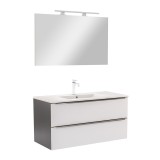 Mobilier Baie Vario Trim 100 Antracit Alb, Suspendat, Lavoar Ceramic, Oglinda inclusa