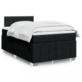 Gossi pat box spring cu saltea, negru, 120x190 cm, catifea