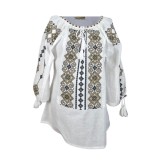 Bluza dama tip ie 024, alb crystal/bej , marimea M