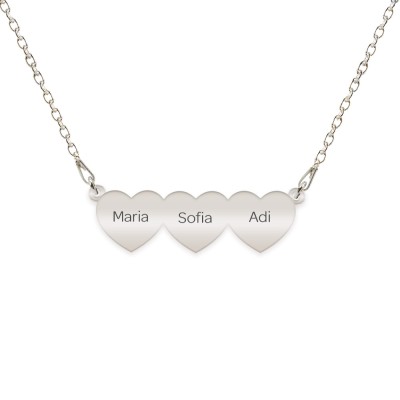 Lant cu 2-3-4 inimi personalizate cu nume - argint 925 foto