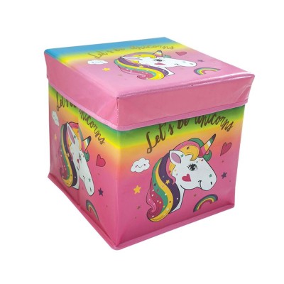 Taburet depozitare jucarii, Unicorn Roz, 30x30x30, ATU-085117 foto