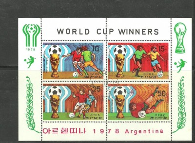 Korea 1978 - FOTBAL ARGENTINA. MARIO KEMPES, bloc de 4 stampilat, AK13 foto