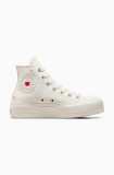 Converse teniși Chuck Taylor All Star Lift Platform Y2K Heart femei, culoarea bej A09114C