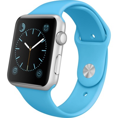 Curea albastru ciel silicon pentru Apple Watch 42/44/45 mm, marimea M/L, seriile 1,2,3,4,5,6,7,8 foto