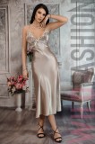 Q779B-8 Desu lung elegant din material satinat si plasa cu broderie