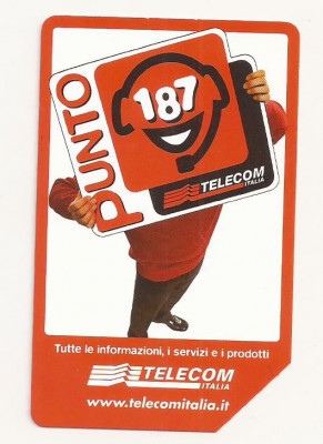 CT1-Cartela Telefonica -Telecom Italia - 10000 Lire - 5,16 Euro - Punto 187 foto