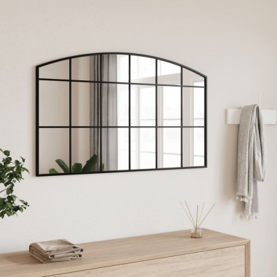 vidaXL Oglindă de perete, negru, 100x60 cm, arcuită, fier 358639 foto