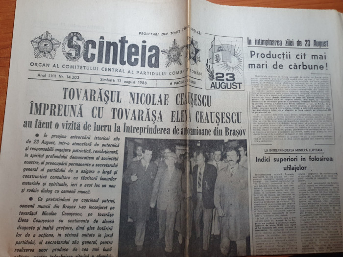scanteia 13 august 1988-vizita lui ceausescu la brasov,art si foto orasul braila