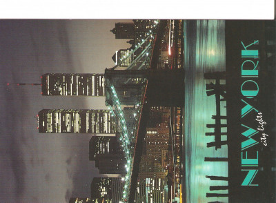 SUA NEW YORK CITY: WTC TWIN TOWERS AT NIGHT UNUSED POSTCARD foto
