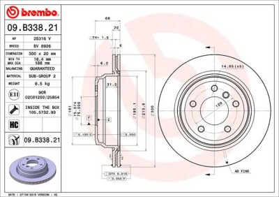 BREMBO 09.B338.21 PRIME LINE - UV Coatedisc frana foto