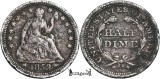 1853, &frac12; dime ( Seated Liberty Half Dime - arrows at date ) SUA
