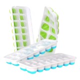 Set 4 forme cu capac pentru cuburi de gheata, 25.1 x 9.9 x 3 cm, silicon, polipropilena, multicolor