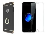 Pachet husa Apple iPhone 7, MyStyle Elegance Luxury 3in1 Ring Black, folie de sticla gratis