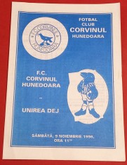 Program meci fotbal CORVINUL HUNEDOARA - UNIREA DEJ (09.11.1996)