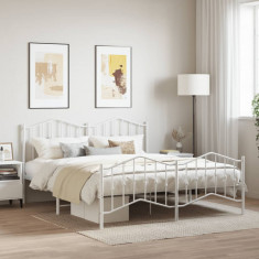 vidaXL Cadru pat metalic cu tăblie de cap/picioare , alb, 160x200 cm