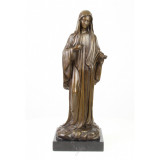 Fecioara Maria-statueta din bronz pe un soclu din marmura YY-92