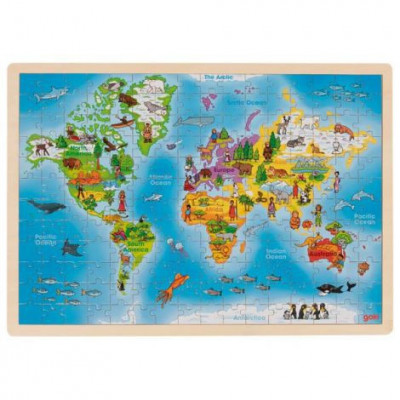 Puzzle din lemn 192 piese Harta lumii foto