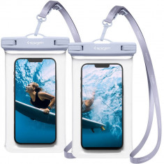 Set 2 x Husa telefon subacvatica IPX8, 30m adancime, telefon 3.5" - 7.0", Aqua Blue - Spigen (A601)