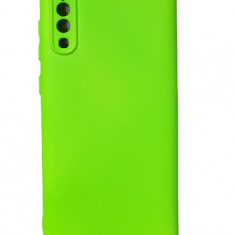 Husa silicon protectie camera cu microfibra in interior Samsung A70 Verde Neon