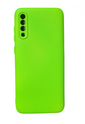 Husa silicon protectie camera cu microfibra in interior Samsung A70 Verde Neon foto