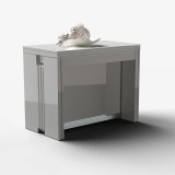 Masa extensibila Flat CONSOLE 5 in 1, capacitate maxima 12 persoane, Alb Lucios MDF, 92x40 cm, pana 252 cm