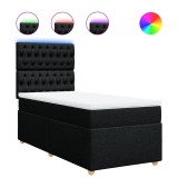Cumpara ieftin Pat box spring cu saltea, negru, 80x200 cm, textil