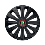 Set 4 capace roti Negre Cu Inel Rosu Trend R16 Compatibil Cu Skoda