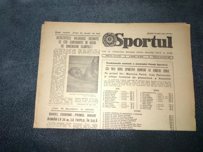 ZIARUL SPORTUL 25 DECEMBRIE 1984