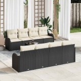 Set de grădină modular cu 9 piese și perne, Negru, Ratan poli ratan