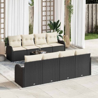 vidaXL Set de canapele pentru grădină 9 pcs Negru 55 x 55 x 37 cm 3345627 foto