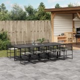 Cumpara ieftin Set mobilier de exterior cu perne, 11 piese, negru, poliratan